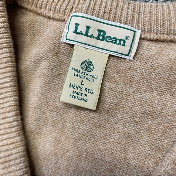 Vintage LL Bean 100% Lambs Wool V Neck Sweater Vest Men’s LG Brown Scotland - Picture 2 of 8